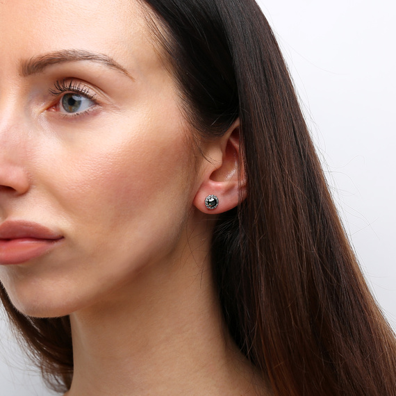 Goldohrringe 585 ovale Saphire 0,59 ct Diamanten 0,10 ct karminrot