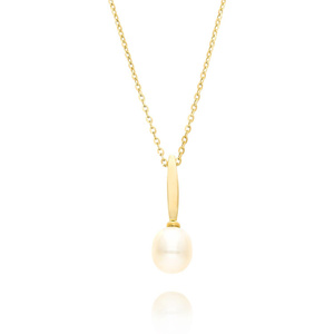 Damen 585 Gold Halskette mit Zuchtperle 45 cm