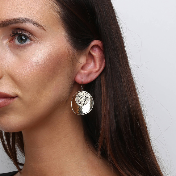 Gold-Anhänger Ohrringe 585 durchbrochene englische Kreise