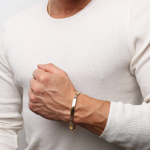 Herrenarmband aus Gold 585 dick mit Gravur 18 cm