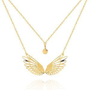 Gold 585 doppelte Engelsflügel Diamant-Halskette