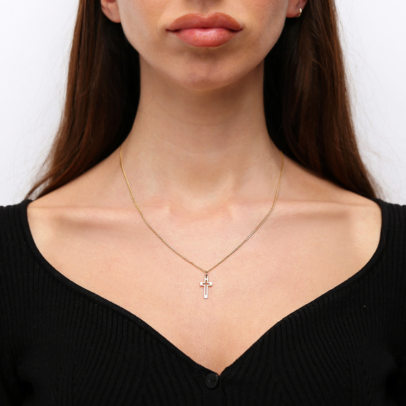 Goldanhänger 585 schlichtes schmales Kreuz