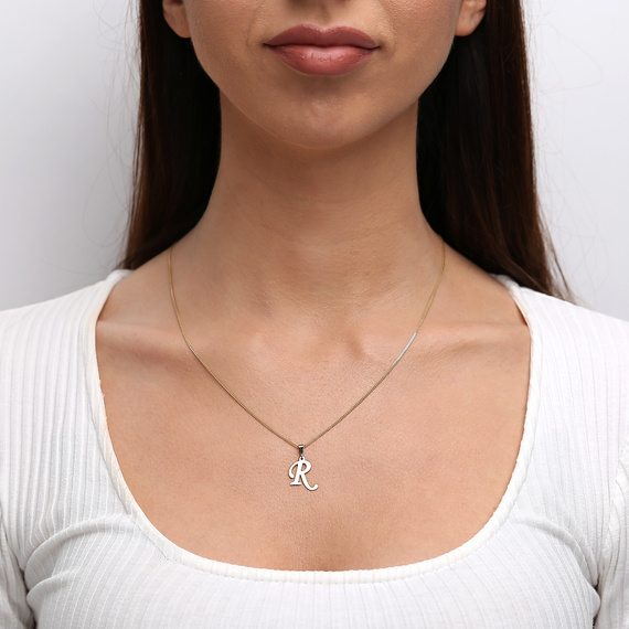 Gold-Anhänger 585 Buchstabe schräg R