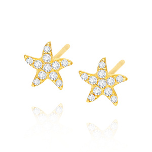 Gold 585 Seestern-Ohrringe mit Zirkoniasteinen