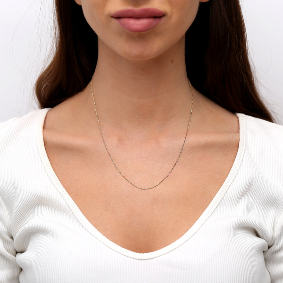 Goldkette 585 Ankier Diamant 1 mm runde Glieder verstellbare Länge 42 - 45 cm