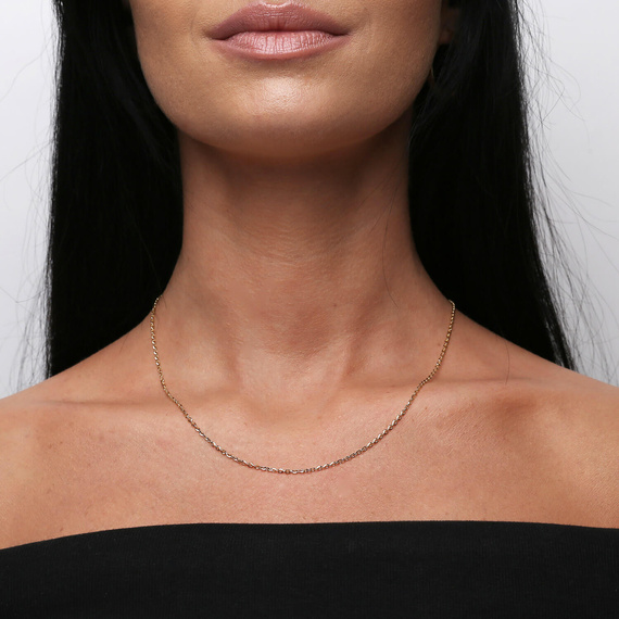 Goldkette 585 Ankier Diamant 1 mm runde Glieder verstellbare Länge 42 - 45 cm