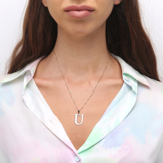 Gold-Anhänger 585 einfacher Buchstabe U Höhe 2 cm