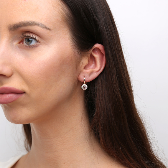 Goldohrringe 585 Creolen Morganit Diamanten Rotgold 0,71 ct