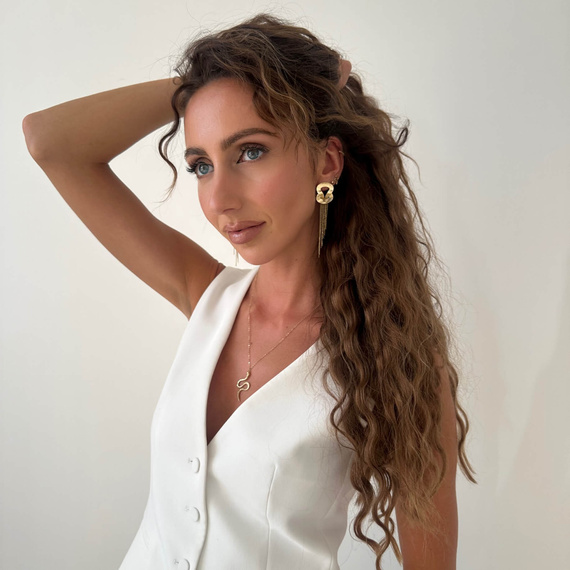 Gold-Anhänger Ohrringe groß 585 lange Diamantkette 8 cm