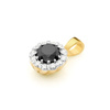 Runder Goldanhänger mit Diamanten 585 schwarzer Diamant 0,50 Karat weiße Diamanten 0,10 Karat
