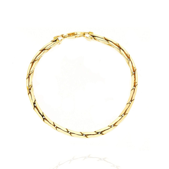 Gold 585 breites massives kubanisches Armband 21 cm