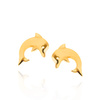Gold 585 einfarbige Delphin-Ohrringe auf einem Pfosten