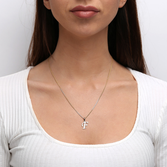 Gold-Anhänger 585 Buchstabe schräg F