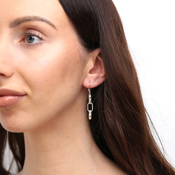 Gold 585 Diamant-Gliederohrringe mit englischem Verschluss