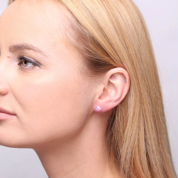 Gold rosa Herzen Post-Ohrringe für Mädchen 585