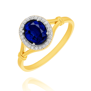 Goldring 585 Saphir 0,43 Karat Diamanten 0,14 Karat 