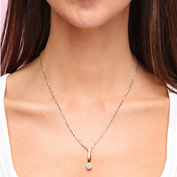 Gold Halskette 585 Zirkonia Anhänger Kette Knöchel 42 cm