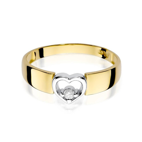 Gold Verlobungsring Herz mit 0,04 ct Diamant