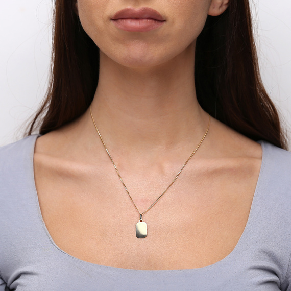 Goldanhänger für Männer 585 Plakette mit einfacher Gravur