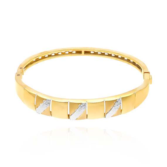 Gold 585 Frauen Armreif Armband dick breit steif damented