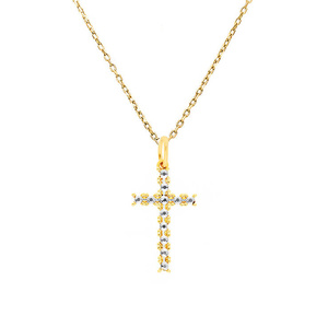 Gold-Anhänger 585 Kreuz Diamant eingeschnittene Illusion zweifarbig