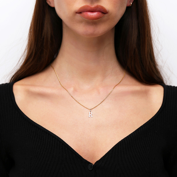 Gold-Anhänger 585 einfacher kleiner Buchstabe R