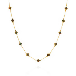 Goldkette mit kleinen Kleeblättern aus 585er Gold und Opal 41–44 cm