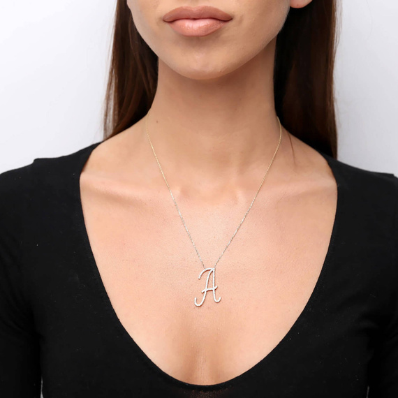 Gold Festkette 585 Buchstabe A groß mit Zirkonen