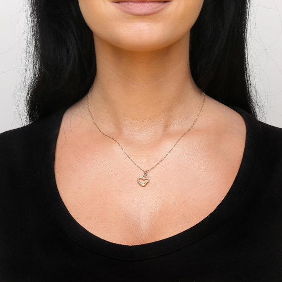 Goldener Anhänger Herz 585 diamantiert 3D Gelbgold