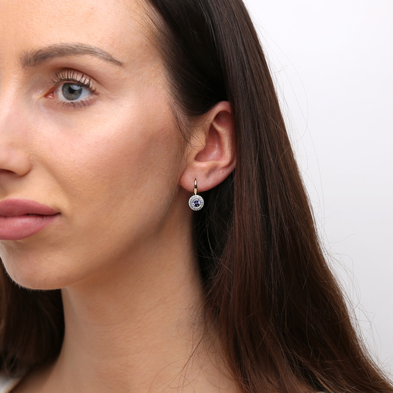 Gold-Ohrringe 585 Kreise Tansanit Diamanten 1,05 ct