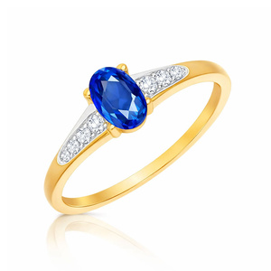 Goldring 585 Saphir 0,43 Karat Diamanten 0,14 Karat 