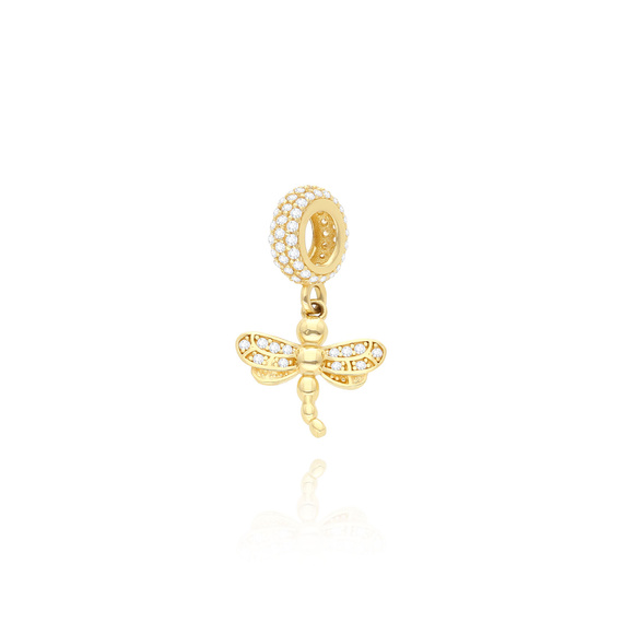 Gold 585 Charms Schmetterling Zirkonia Armband Anhänger