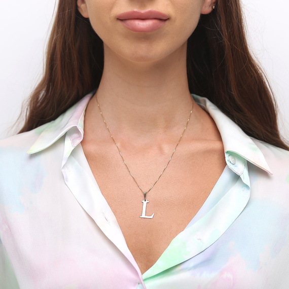 Gold-Anhänger 585 einfacher Buchstabe L Höhe 2 cm