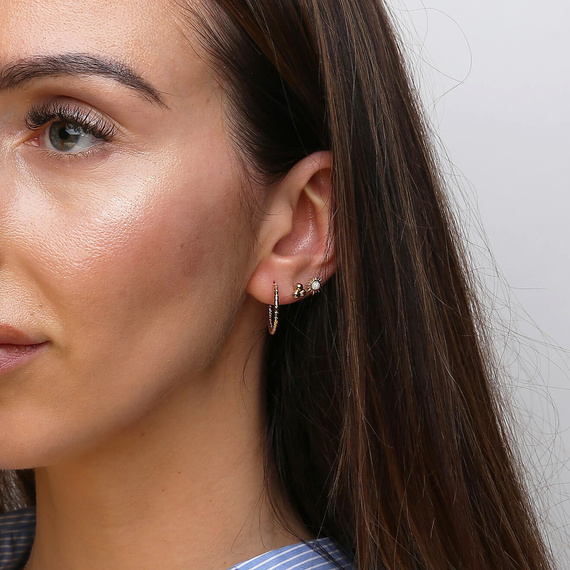 Gold 585 Diamant-Reifenohrringe Durchmesser 2 cm