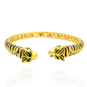 Goldarmband Tiger 585 Zirkonia dreifach Kette Kugeln