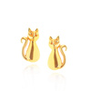 Goldene Ohrringe mit Katzenmotiv 585er Gold glatt mit Steckverschluss