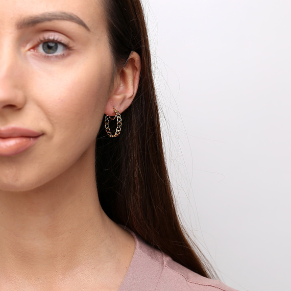 Gold Kreis Ohrringe 585 Gürteltier Muster auf Snap 20 mm