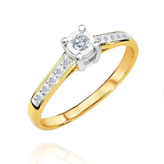 Goldverlobungsring mit 0,13 Karat Diamanten Illusionseffekt