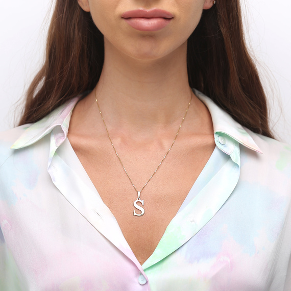 Gold-Anhänger 585 einfacher Buchstabe S Höhe 2 cm