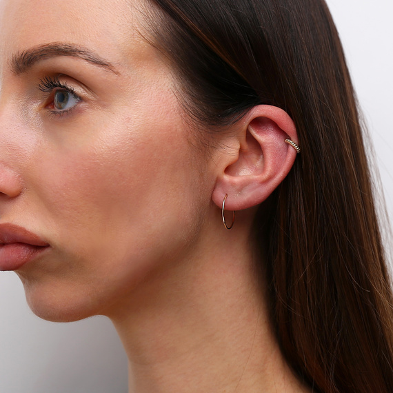 Gold 585 Diamant Kreis Ohrringe Durchmesser 3 cm