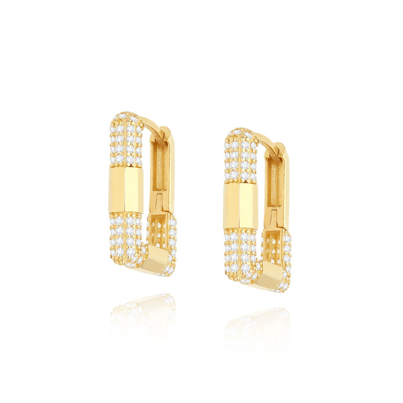 Goldkreis-Ohrringe 585 mit Zirkonen Durchmesser 1,5 cm