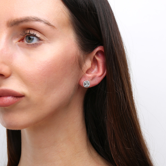 Gold 585 Baguette-Ohrringe mit Diamanten Post 0,49 ct