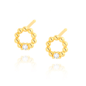 Gold 585 kleine Federohrringe an einem Pfosten