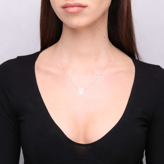 Goldene Festtagsklee-Halskette 585 Einfach