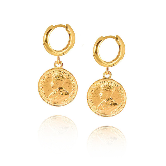 Goldanhänger-Ohrringe 585 Münzreifen mit Schnappverschluss