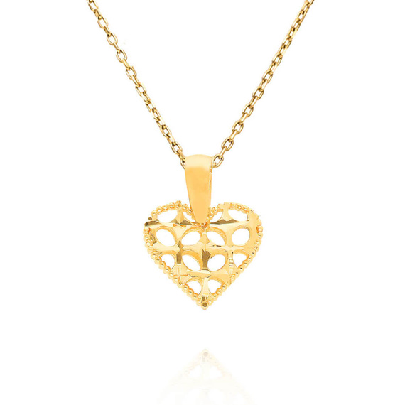 Gold 585 durchbrochener dicker Herz-Anhänger