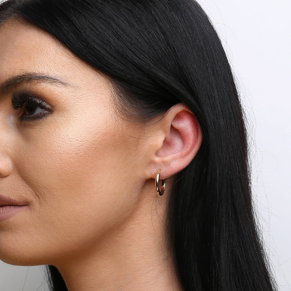 Dicke Goldkreis Ohrringe 585 eingeschnittene Diamantbesatz 2,5 cm