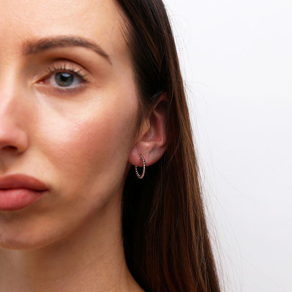 Kreis Ohrringe Gold 585 kleine Kugeln auf Snap 1,2 cm