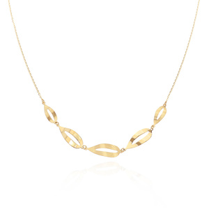Gold Halskette Halskette 585 verbunden oval Spiegel Blätter