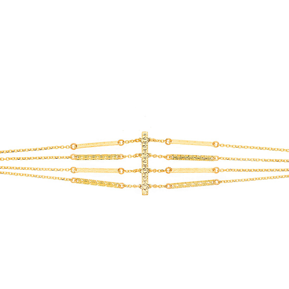 Breites Diamantarmband aus Gold 585 eingeschnittene Stäbe